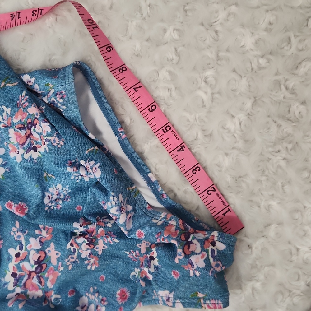 Pinkblush Teal Floral Ruffle Maternity One-Piece Swimsuit floral - Picture 8 of 14